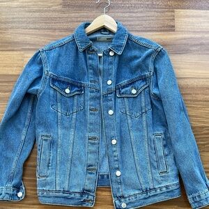 Topshop Oversized Vintage Blue Denim Jacket Women's